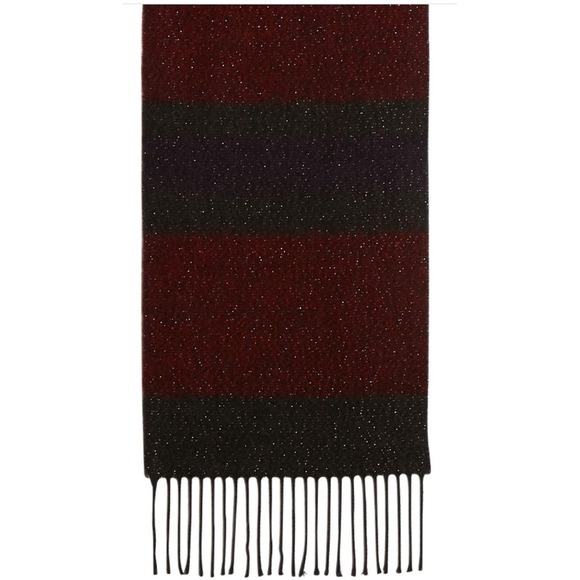 Steve Madden Lurex Striped Muffler Scarf Red Multi Shimmer NWT - Picture 2 of 8